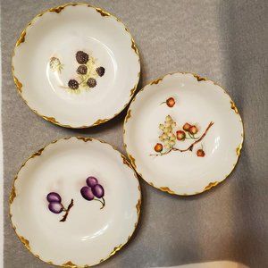 Antique Haviland Limoges Bread Plates, 3pc, Miniature Dish Hand Painted Fruit